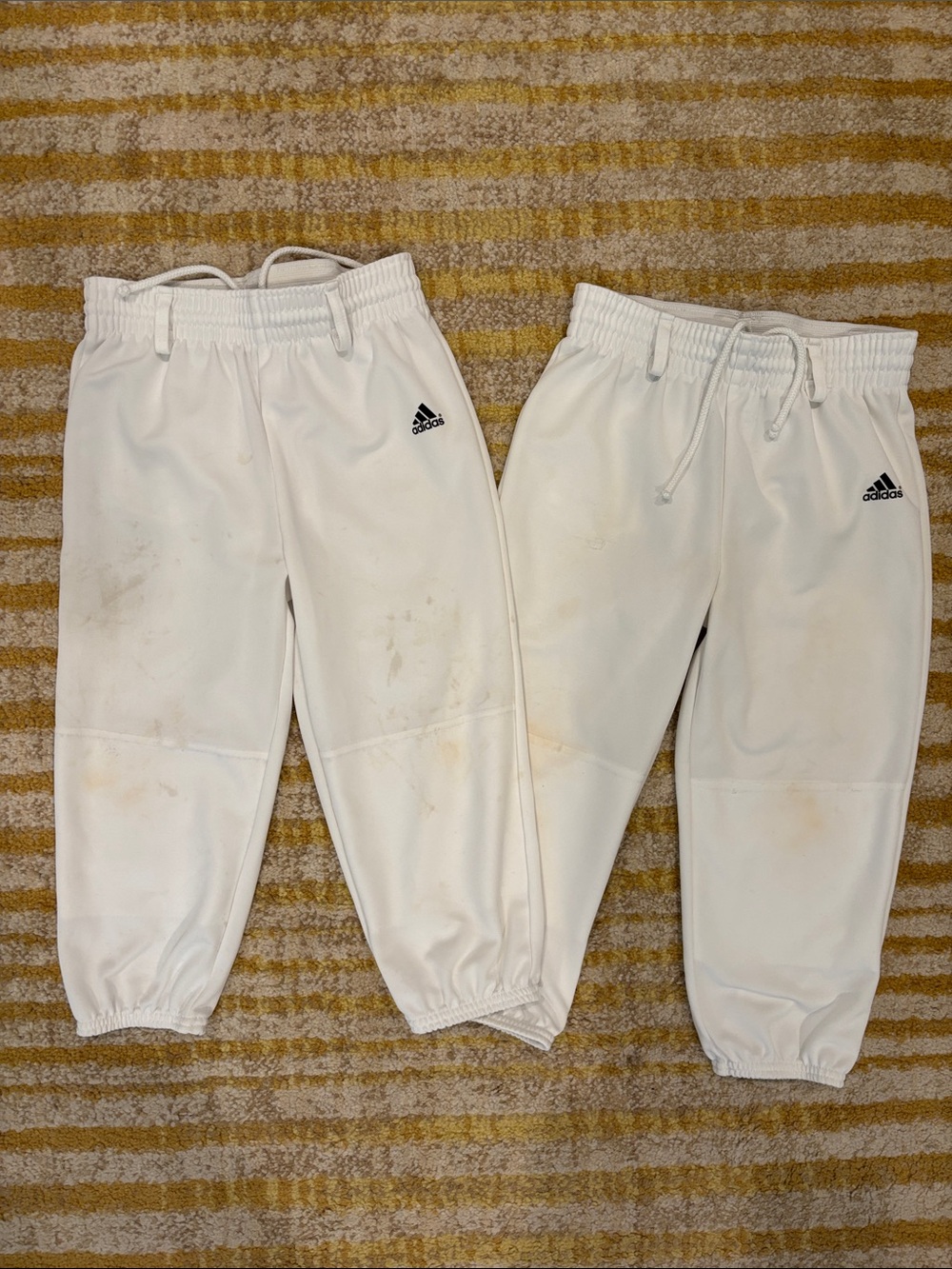 Adidas boys Elastic waist White Pants baseball pants Set of 2